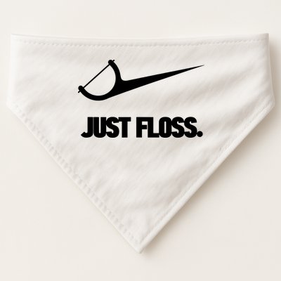 Funny Dentist Just Floss Dental Office Gift USA-Made Doggie Bandana