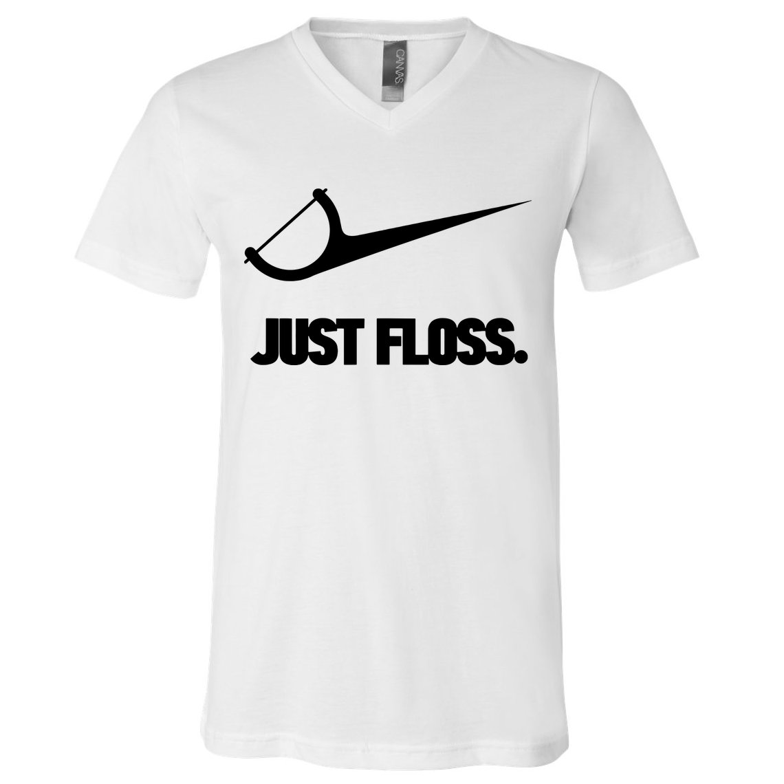 Funny Dentist Just Floss Dental Office Gift V-Neck T-Shirt