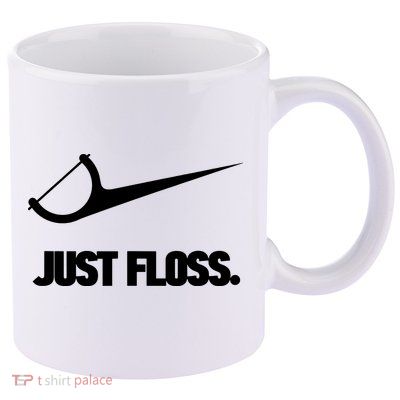 Funny Dentist Just Floss Dental Office Gift 11oz C Handle Ceramic Mug