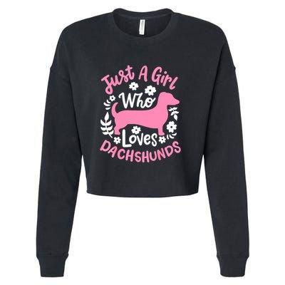 Funny Doxie Just A Girl Who Loves Dachshunds Best Gift Cropped Pullover Crew