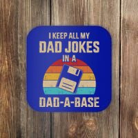 Funny Dad Jokes In Dadabase Vintage For FatherS Day Great Gift Coaster