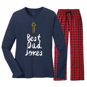 Funny Dad Jokes Gift For Fathers Day Women's Long Sleeve Flannel Pajama Set 