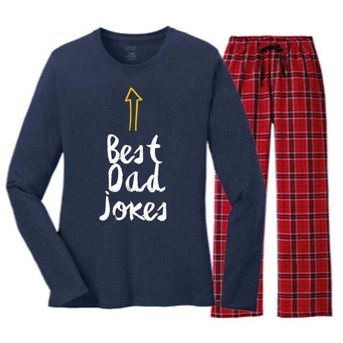 Funny Dad Jokes Gift For Fathers Day Women's Long Sleeve Flannel Pajama Set 