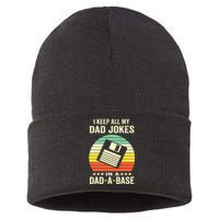 Funny Dad Jokes In Dadabase Vintage For Fathers Day Sustainable Knit Beanie