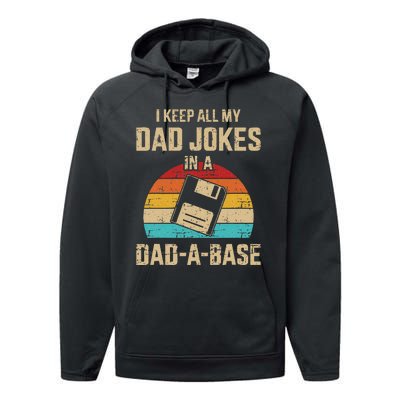 Funny Dad Jokes In Dadabase Vintage Performance Fleece Hoodie