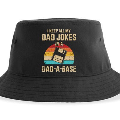 Funny Dad Jokes In Dadabase Vintage Sustainable Bucket Hat