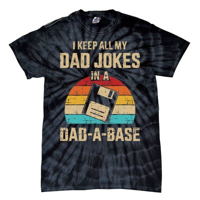 Funny Dad Jokes In Dadabase Vintage Tie-Dye T-Shirt