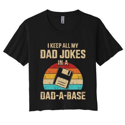 Funny Dad Jokes In Dadabase Vintage Crop Top