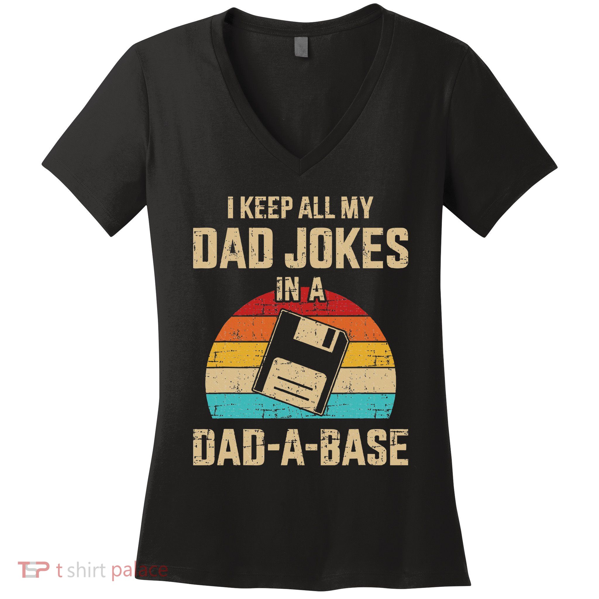 Funny Dad Jokes In Dadabase Vintage Women's V-Neck T-Shirt