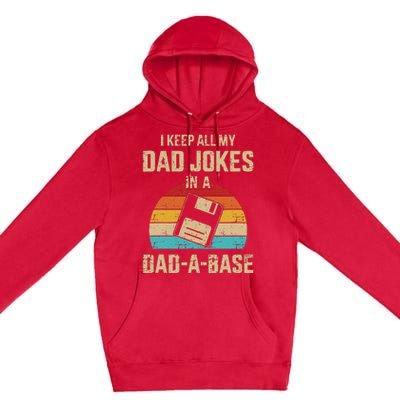 Funny Dad Jokes In Dadabase Vintage Premium Pullover Hoodie