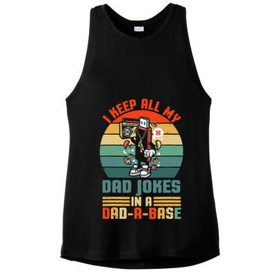 Funny dad jokes in dadabase vintage for father's day Ladies PosiCharge Tri-Blend Wicking Tank