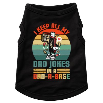 Funny dad jokes in dadabase vintage for father's day Doggie Tank