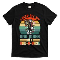 Funny dad jokes in dadabase vintage for father's day T-Shirt