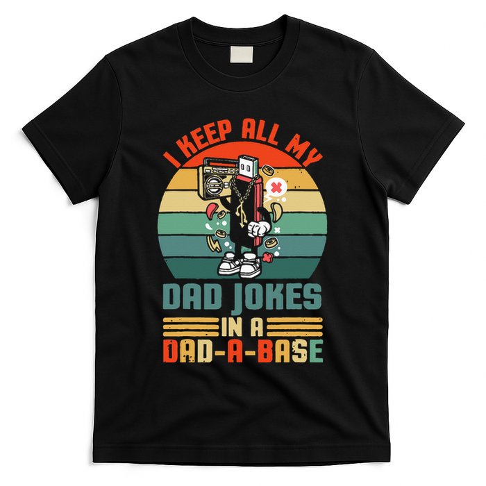 Funny dad jokes in dadabase vintage for father's day T-Shirt