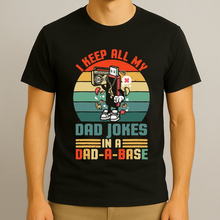 Funny dad jokes in dadabase vintage for father's day T-Shirt