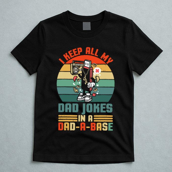 Funny dad jokes in dadabase vintage for father's day T-Shirt