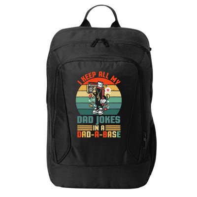 Funny dad jokes in dadabase vintage for father's day City Backpack