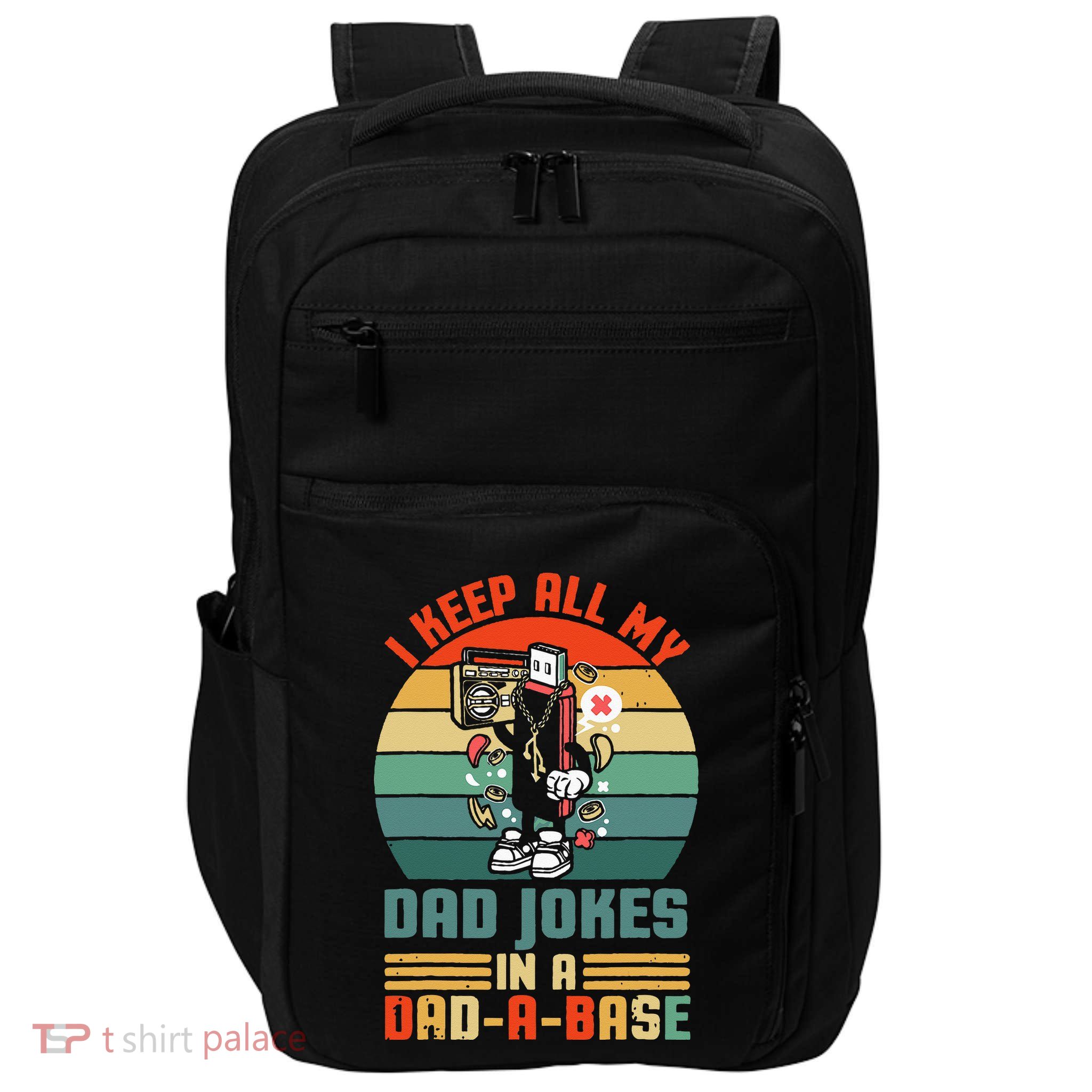 Funny dad jokes in dadabase vintage for father's day Impact Tech Backpack
