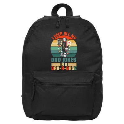 Funny dad jokes in dadabase vintage for father's day 16 in Basic Backpack