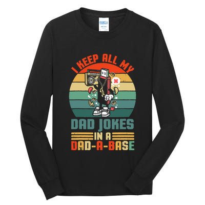 Funny dad jokes in dadabase vintage for father's day Tall Long Sleeve T-Shirt