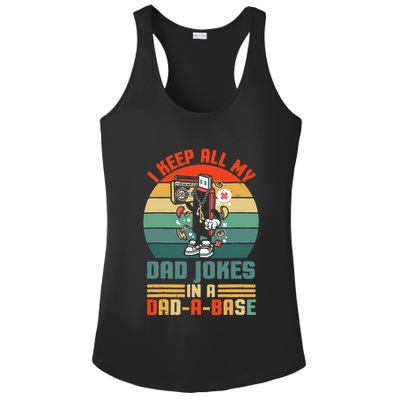 Funny dad jokes in dadabase vintage for father's day Ladies PosiCharge Competitor Racerback Tank