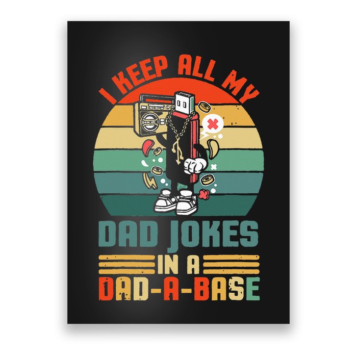 Funny dad jokes in dadabase vintage for father's day Poster