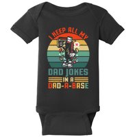 Funny dad jokes in dadabase vintage for father's day Baby Bodysuit