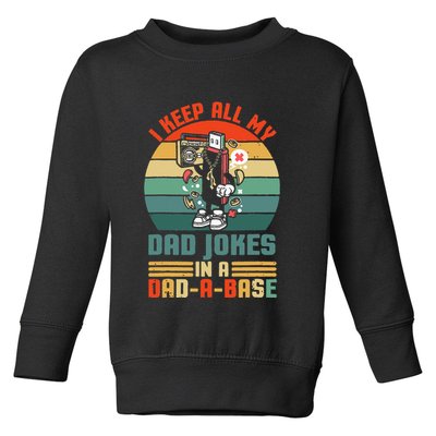 Funny dad jokes in dadabase vintage for father's day Toddler Sweatshirt