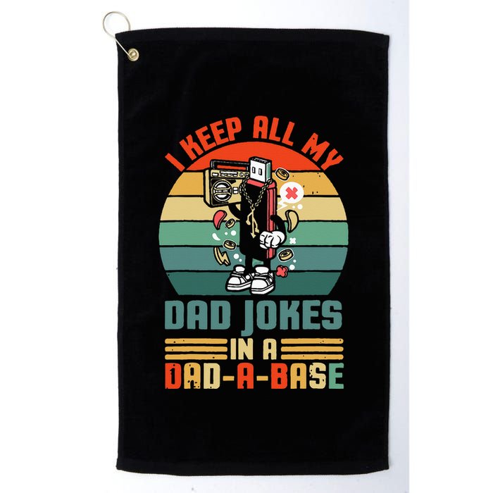 Funny dad jokes in dadabase vintage for father's day Golf Towel