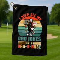Funny dad jokes in dadabase vintage for father's day Golf Towel