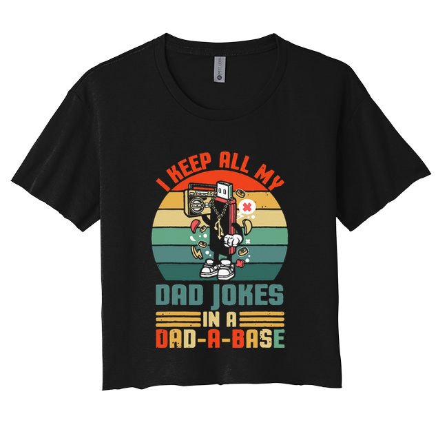 Funny dad jokes in dadabase vintage for father's day Crop Top