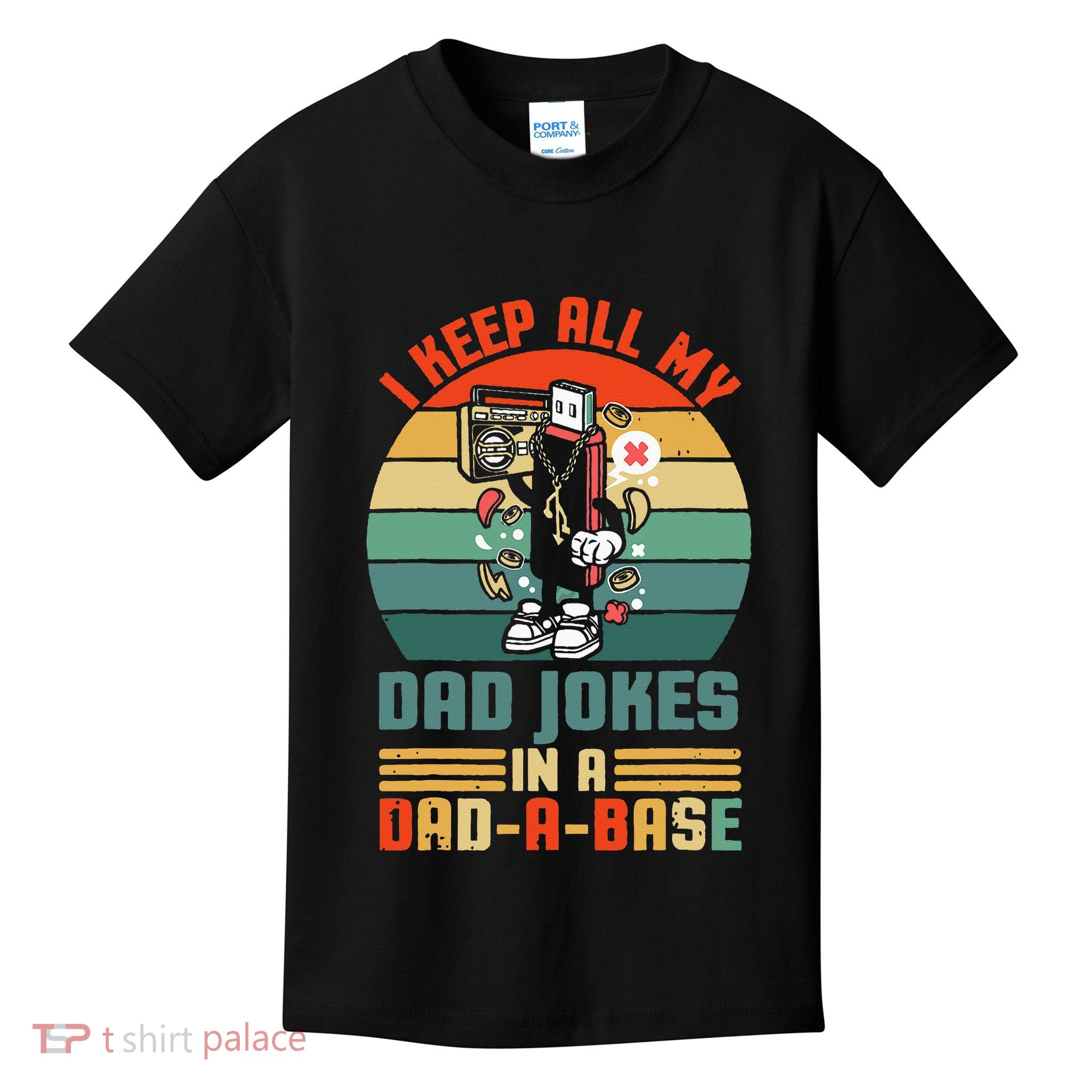 Funny dad jokes in dadabase vintage for father's day Kids T-Shirt