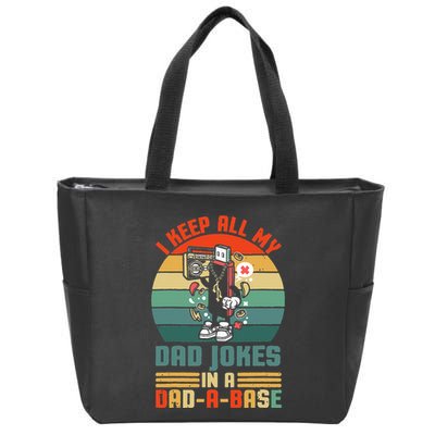 Funny dad jokes in dadabase vintage for father's day Zip Tote Bag