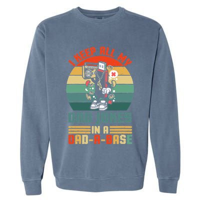 Funny dad jokes in dadabase vintage for father's day Garment-Dyed Sweatshirt
