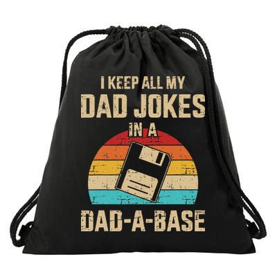Funny Dad Jokes In Dad A Base Vintage For Fathers Day Drawstring Bag