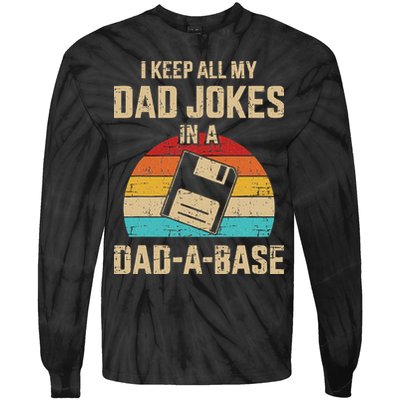 Funny Dad Jokes In Dad A Base Vintage For Fathers Day Tie-Dye Long Sleeve Shirt