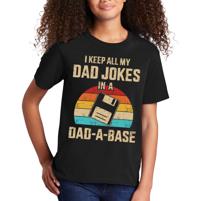 Funny Dad Jokes In Dad A Base Vintage For Fathers Day Kids T-Shirt