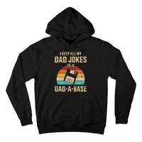 Funny Dad Jokes In Dadabase Vintage For Fathers Day Hoodie