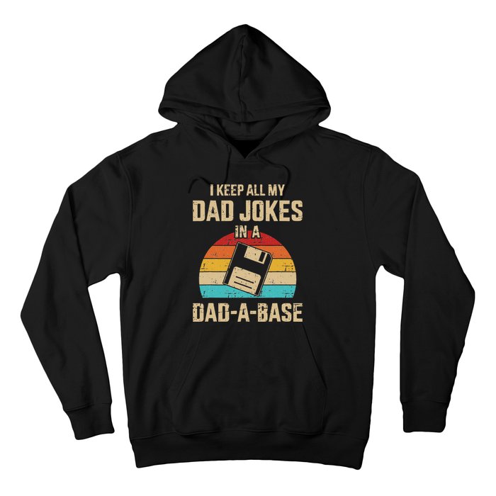 Funny Dad Jokes In Dadabase Vintage For Fathers Day Hoodie