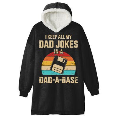 Funny Dad Jokes In Dadabase Vintage For Fathers Day Hooded Wearable Blanket
