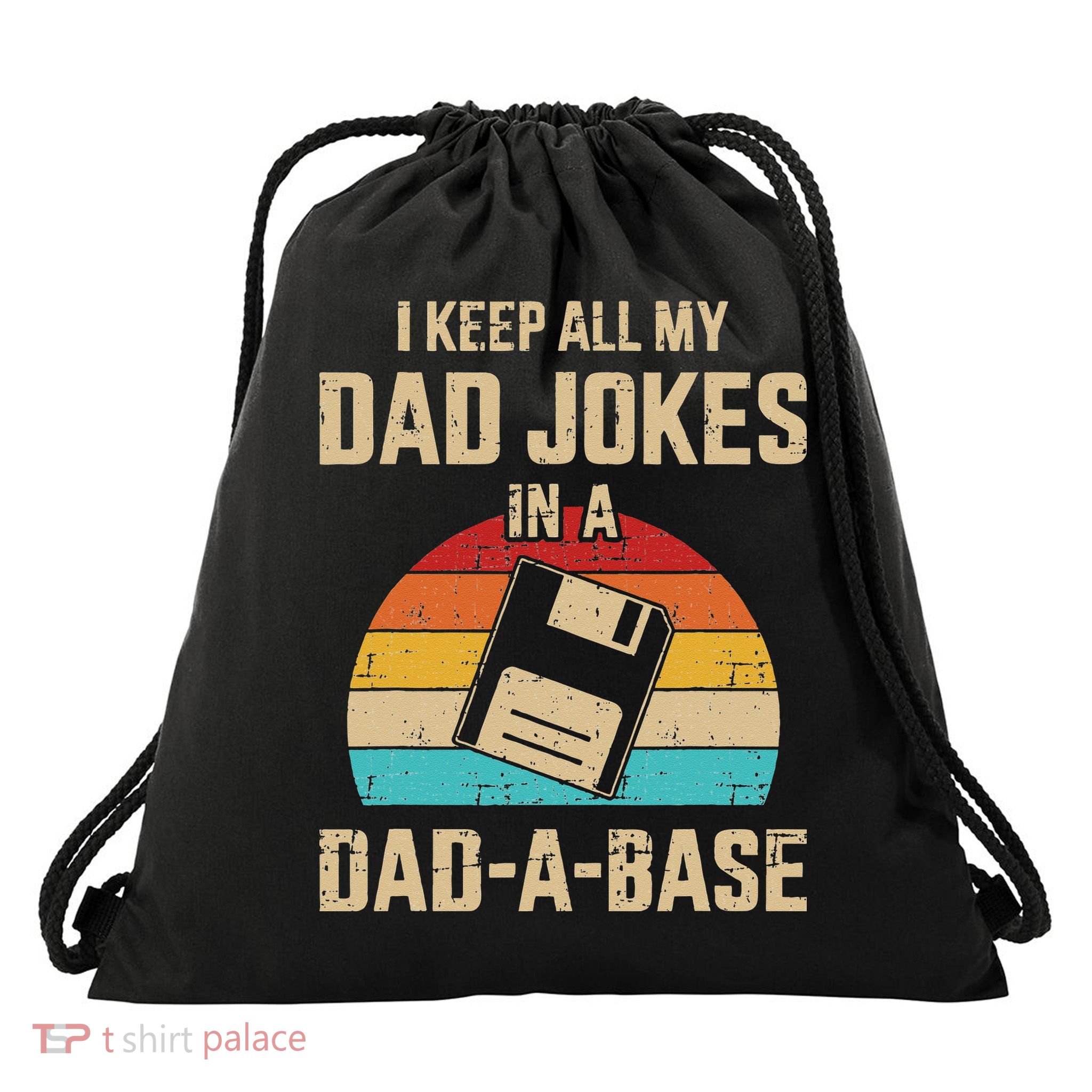 Funny Dad Jokes In Dadabase Vintage For Fathers Day Drawstring Bag