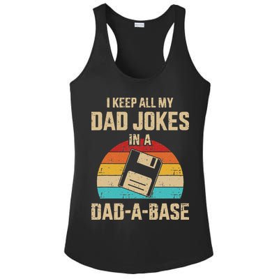 Funny Dad Jokes In Dadabase Vintage For Fathers Day Ladies PosiCharge Competitor Racerback Tank
