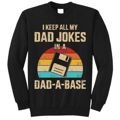 Funny Dad Jokes In Dadabase Vintage For Fathers Day Tall Sweatshirt