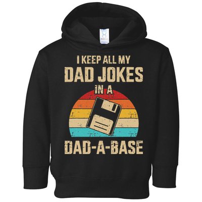 Funny Dad Jokes In Dadabase Vintage For Fathers Day Toddler Hoodie