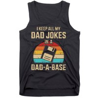 Funny Dad Jokes In Dadabase Vintage For Fathers Day Tank Top