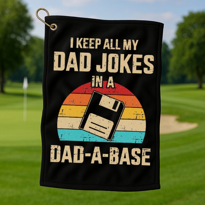 Funny Dad Jokes In Dadabase Vintage For Fathers Day Golf Towel
