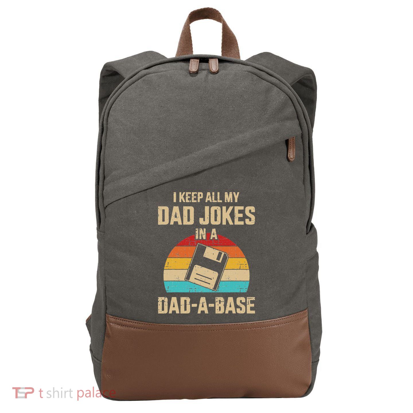 Funny Dad Jokes In Dadabase Vintage For Fathers Day Cotton Canvas Backpack