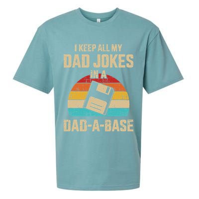 Funny Dad Jokes In Dadabase Vintage For Fathers Day Sueded Cloud Jersey T-Shirt