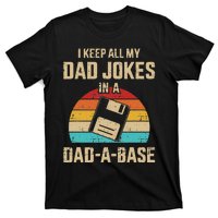 Funny dad jokes in dadabase vintage for father's day T-Shirt