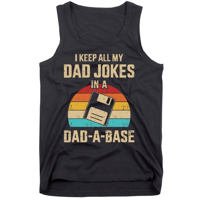 Funny dad jokes in dadabase vintage for father's day Tank Top